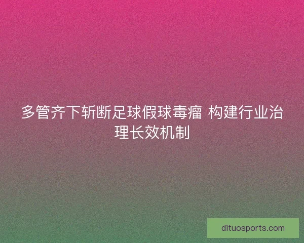 多管齐下斩断足球假球毒瘤 构建行业治理长效机制
